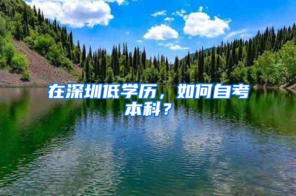 在深圳低学历，如何自考本科？