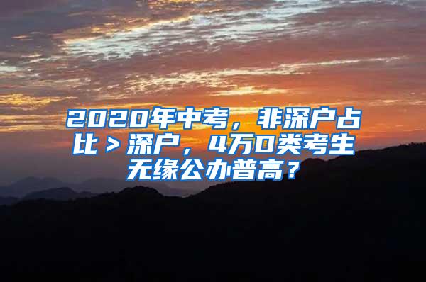 2020年中考，非深户占比＞深户，4万D类考生无缘公办普高？