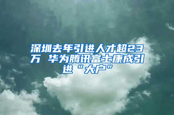 深圳去年引进人才超23万 华为腾讯富士康成引进“大户”