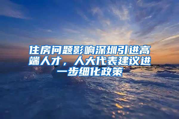 住房问题影响深圳引进高端人才，人大代表建议进一步细化政策