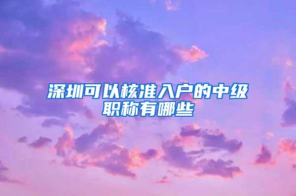 深圳可以核准入户的中级职称有哪些