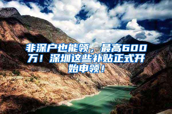 非深户也能领，最高600万！深圳这些补贴正式开始申领！