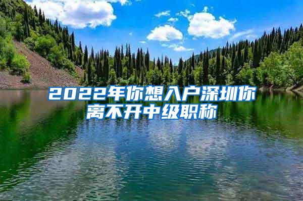 2022年你想入户深圳你离不开中级职称