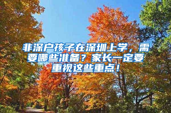 非深户孩子在深圳上学，需要哪些准备？家长一定要重视这些重点！