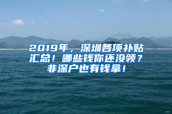 2019年，深圳各项补贴汇总！哪些钱你还没领？非深户也有钱拿！