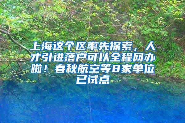 上海这个区率先探索，人才引进落户可以全程网办啦！春秋航空等8家单位已试点