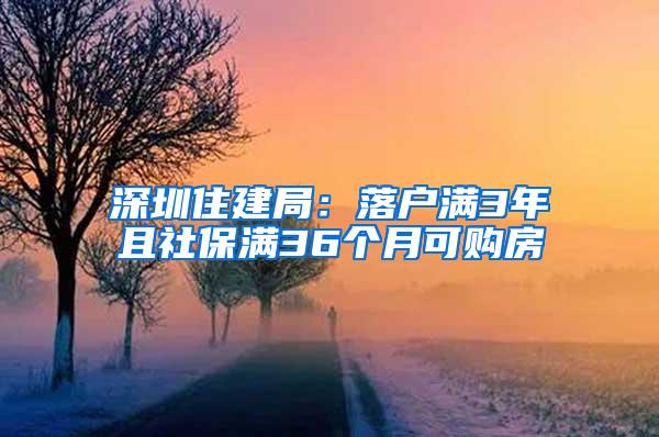 深圳住建局：落户满3年且社保满36个月可购房