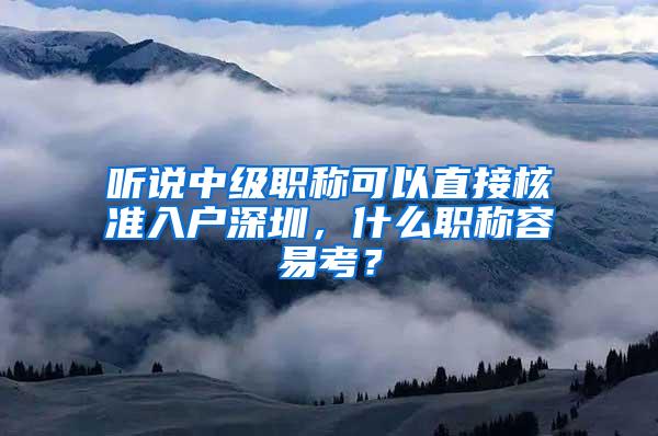 听说中级职称可以直接核准入户深圳，什么职称容易考？