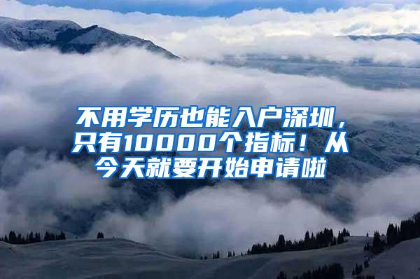 不用学历也能入户深圳，只有10000个指标！从今天就要开始申请啦