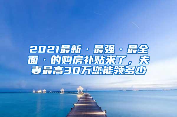 2021最新·最强·最全面·的购房补贴来了，夫妻最高30万您能领多少