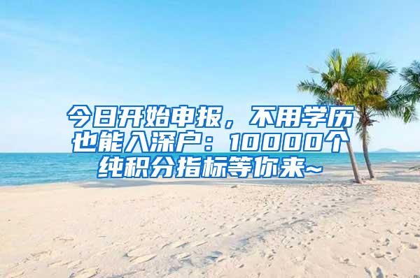 今日开始申报，不用学历也能入深户：10000个纯积分指标等你来~