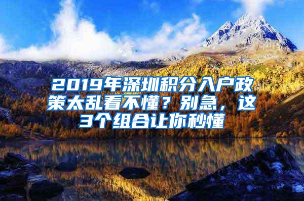 2019年深圳积分入户政策太乱看不懂？别急，这3个组合让你秒懂