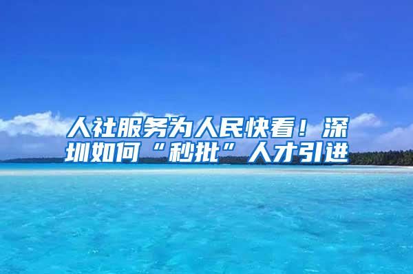 人社服务为人民快看！深圳如何“秒批”人才引进