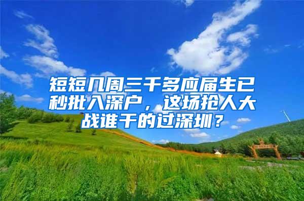 短短几周三千多应届生已秒批入深户，这场抢人大战谁干的过深圳？