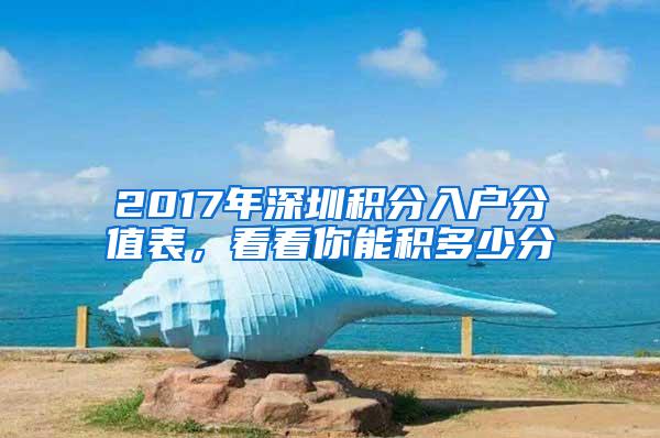 2017年深圳积分入户分值表，看看你能积多少分