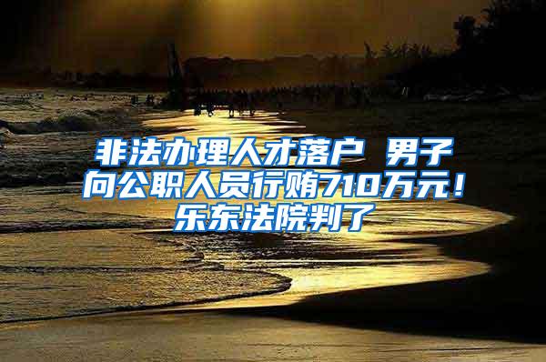 非法办理人才落户 男子向公职人员行贿710万元！乐东法院判了