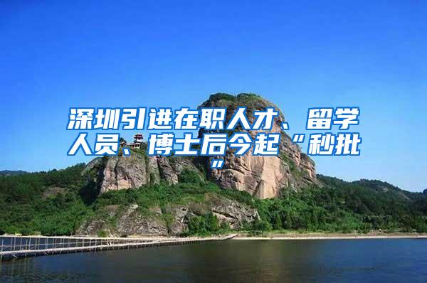 深圳引进在职人才、留学人员、博士后今起“秒批”