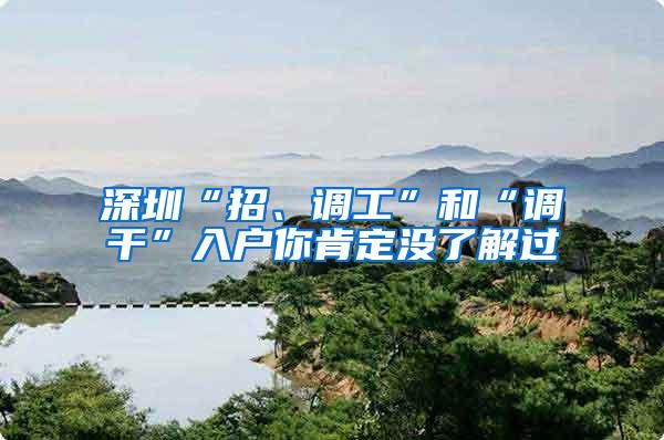 深圳“招、调工”和“调干”入户你肯定没了解过