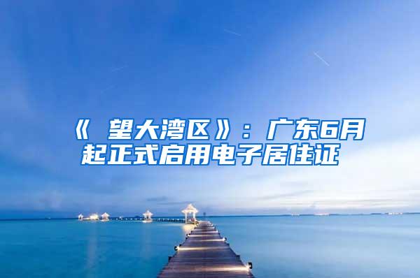 《瞭望大湾区》：广东6月起正式启用电子居住证