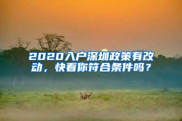 2020入户深圳政策有改动，快看你符合条件吗？