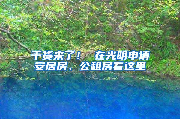 干货来了！ 在光明申请安居房、公租房看这里