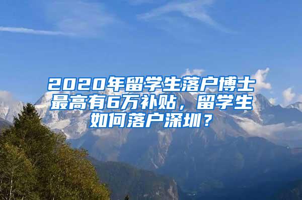 2020年留学生落户博士最高有6万补贴，留学生如何落户深圳？