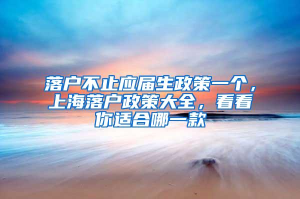 落户不止应届生政策一个，上海落户政策大全，看看你适合哪一款