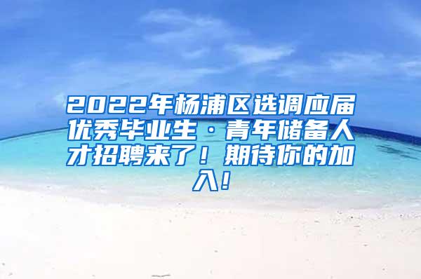 2022年杨浦区选调应届优秀毕业生·青年储备人才招聘来了！期待你的加入！