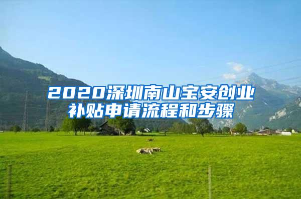 2020深圳南山宝安创业补贴申请流程和步骤