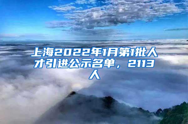 上海2022年1月第1批人才引进公示名单，2113人