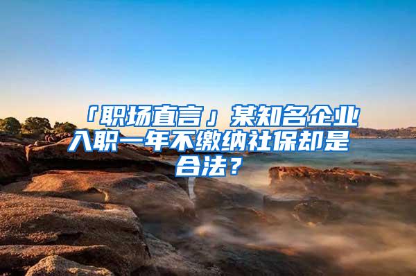 「职场直言」某知名企业入职一年不缴纳社保却是合法？