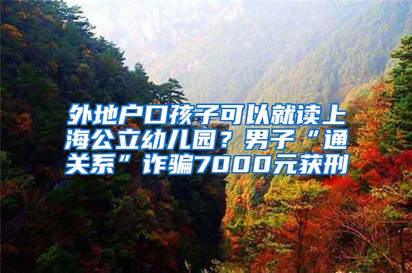 外地户口孩子可以就读上海公立幼儿园？男子“通关系”诈骗7000元获刑