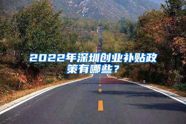 2022年深圳创业补贴政策有哪些？