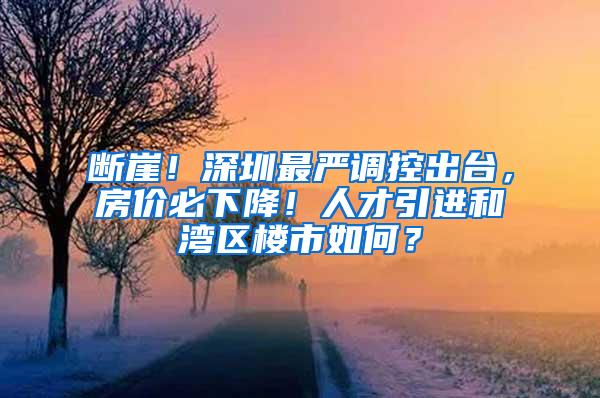 断崖！深圳最严调控出台，房价必下降！人才引进和湾区楼市如何？