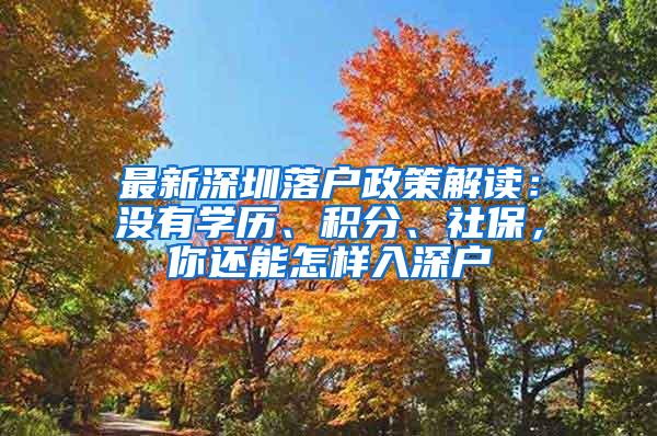 最新深圳落户政策解读：没有学历、积分、社保，你还能怎样入深户