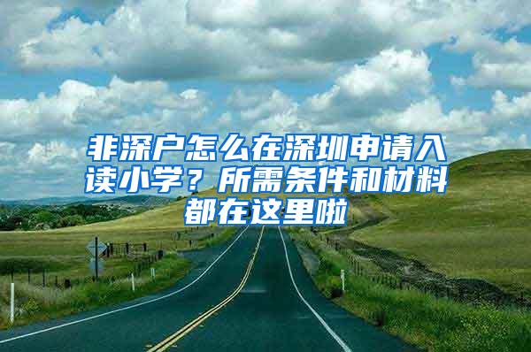 非深户怎么在深圳申请入读小学？所需条件和材料都在这里啦