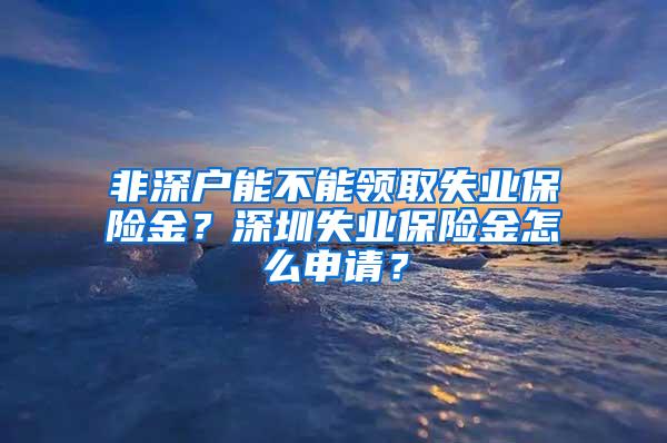 非深户能不能领取失业保险金？深圳失业保险金怎么申请？