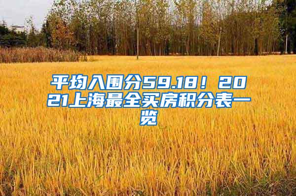 平均入围分59.18！2021上海最全买房积分表一览