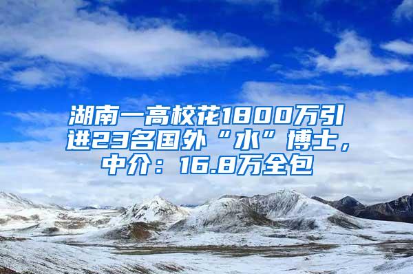 湖南一高校花1800万引进23名国外“水”博士，中介：16.8万全包