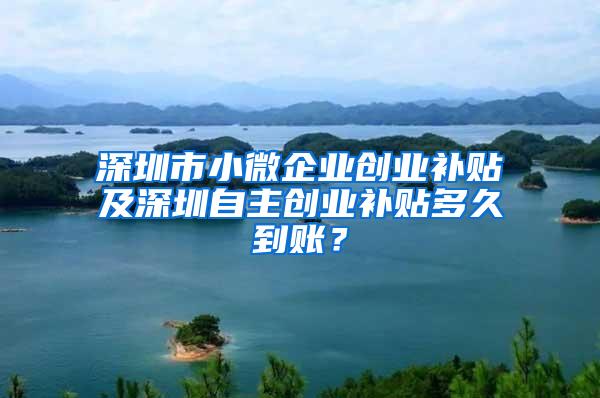 深圳市小微企业创业补贴及深圳自主创业补贴多久到账？