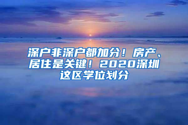 深户非深户都加分！房产、居住是关键！2020深圳这区学位划分