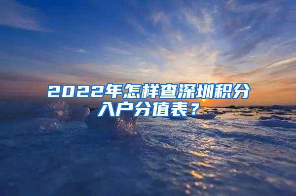 2022年怎样查深圳积分入户分值表？