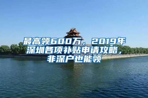 最高领600万，2019年深圳各项补贴申请攻略，非深户也能领