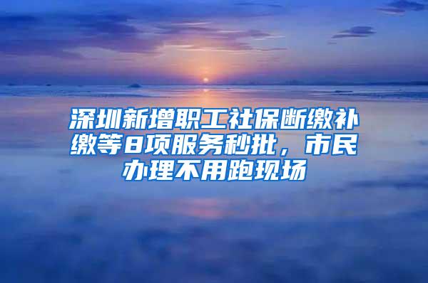 深圳新增职工社保断缴补缴等8项服务秒批，市民办理不用跑现场