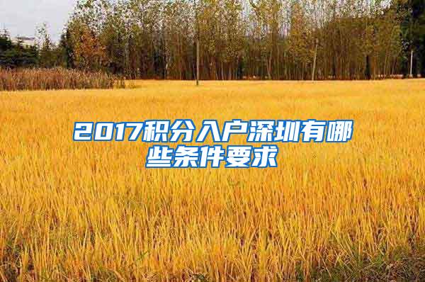 2017积分入户深圳有哪些条件要求