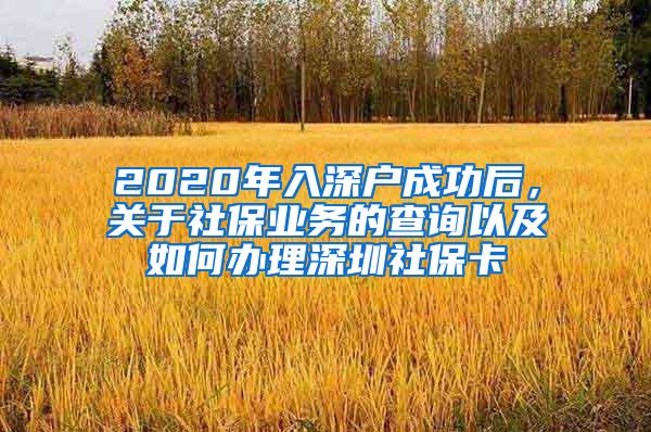 2020年入深户成功后，关于社保业务的查询以及如何办理深圳社保卡