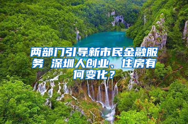 两部门引导新市民金融服务 深圳人创业、住房有何变化？