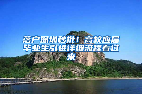 落户深圳秒批！高校应届毕业生引进详细流程看过来