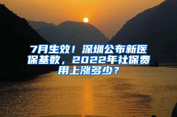 7月生效！深圳公布新医保基数，2022年社保费用上涨多少？