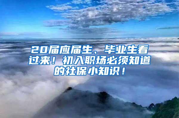 20届应届生、毕业生看过来！初入职场必须知道的社保小知识！